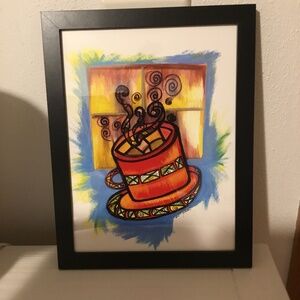 Print From Original Acrylic Coffee Cup on 9 X 12 inch Lightweight Acrylic frame